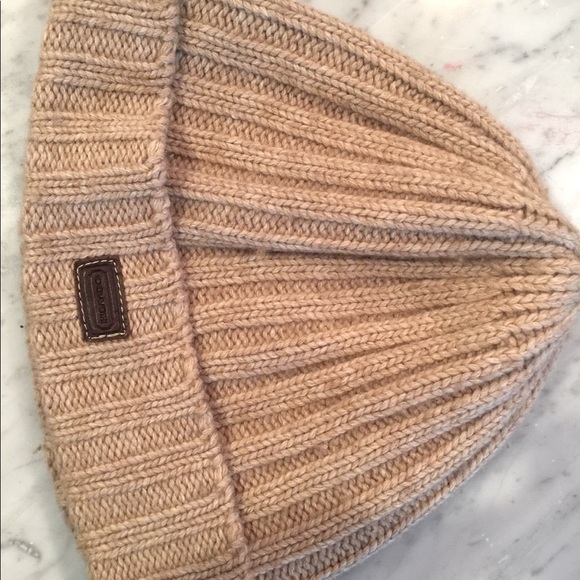 Coach Logo Unisex wool beanie hat in Tan One Size - Picture 2 of 3